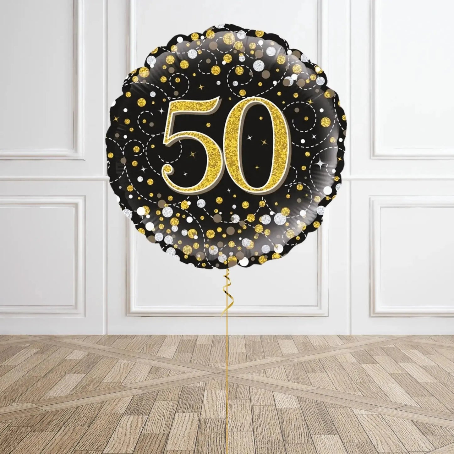 Gold Sparkle 50th Birthday Balloon Bouquet | The Party Hut
