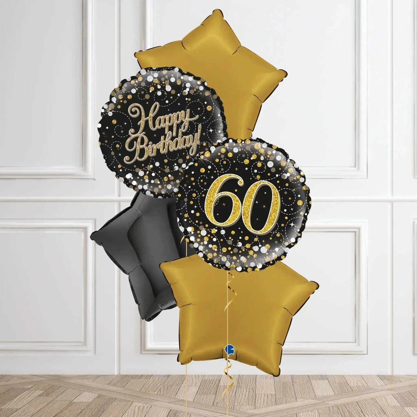 Gold Sparkle 60th Birthday Balloon Bouquet | The Party Hut