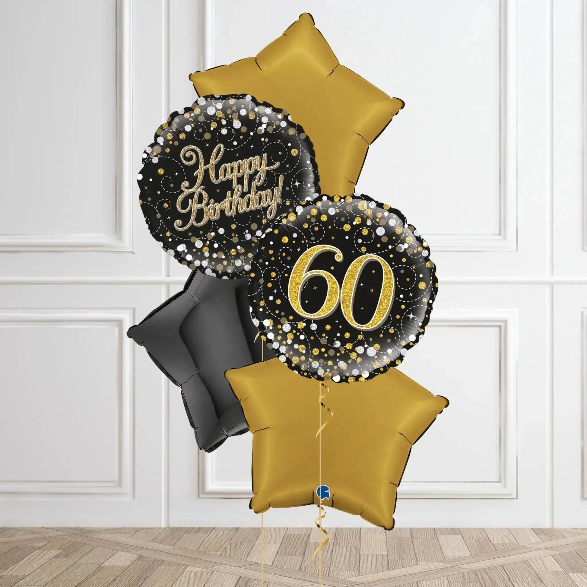 Gold Sparkle 60th Birthday Balloon Bouquet