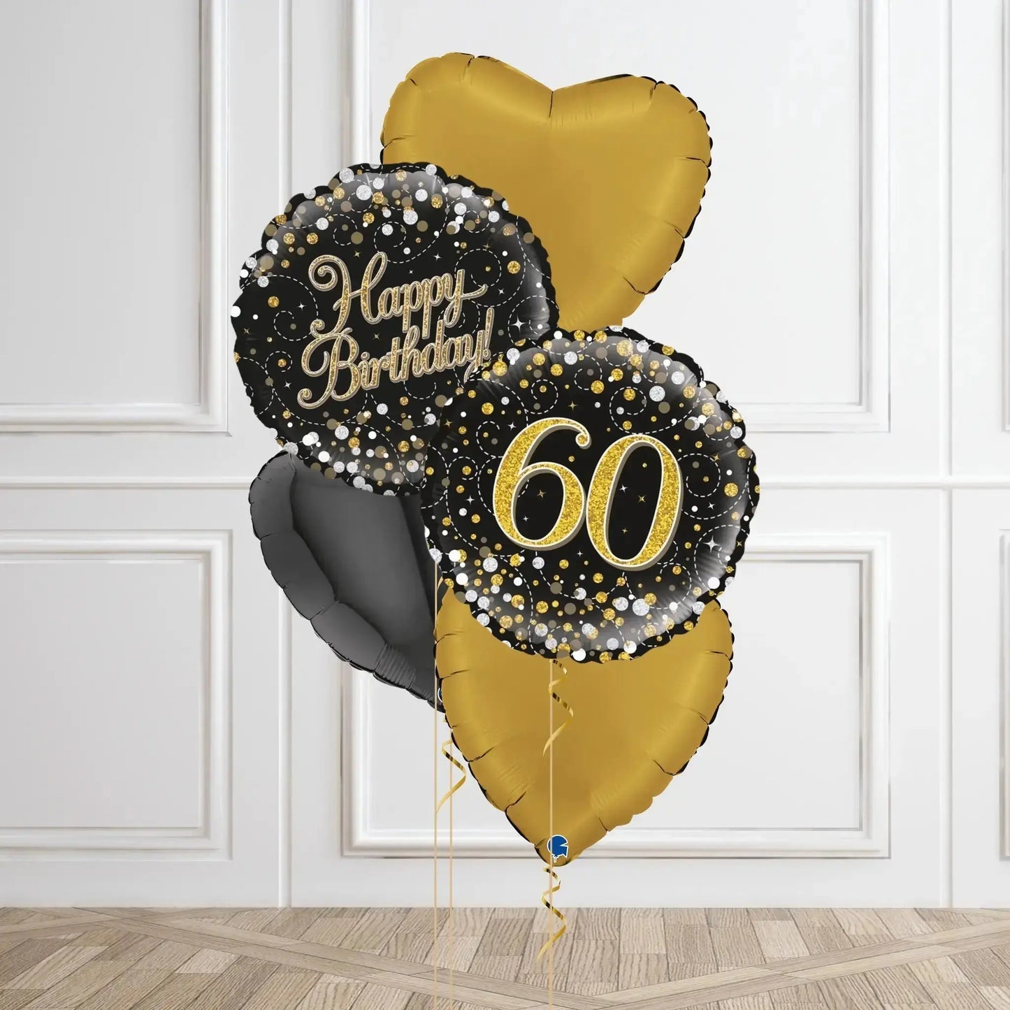 Gold Sparkle 60th Birthday Balloon Bouquet | The Party Hut