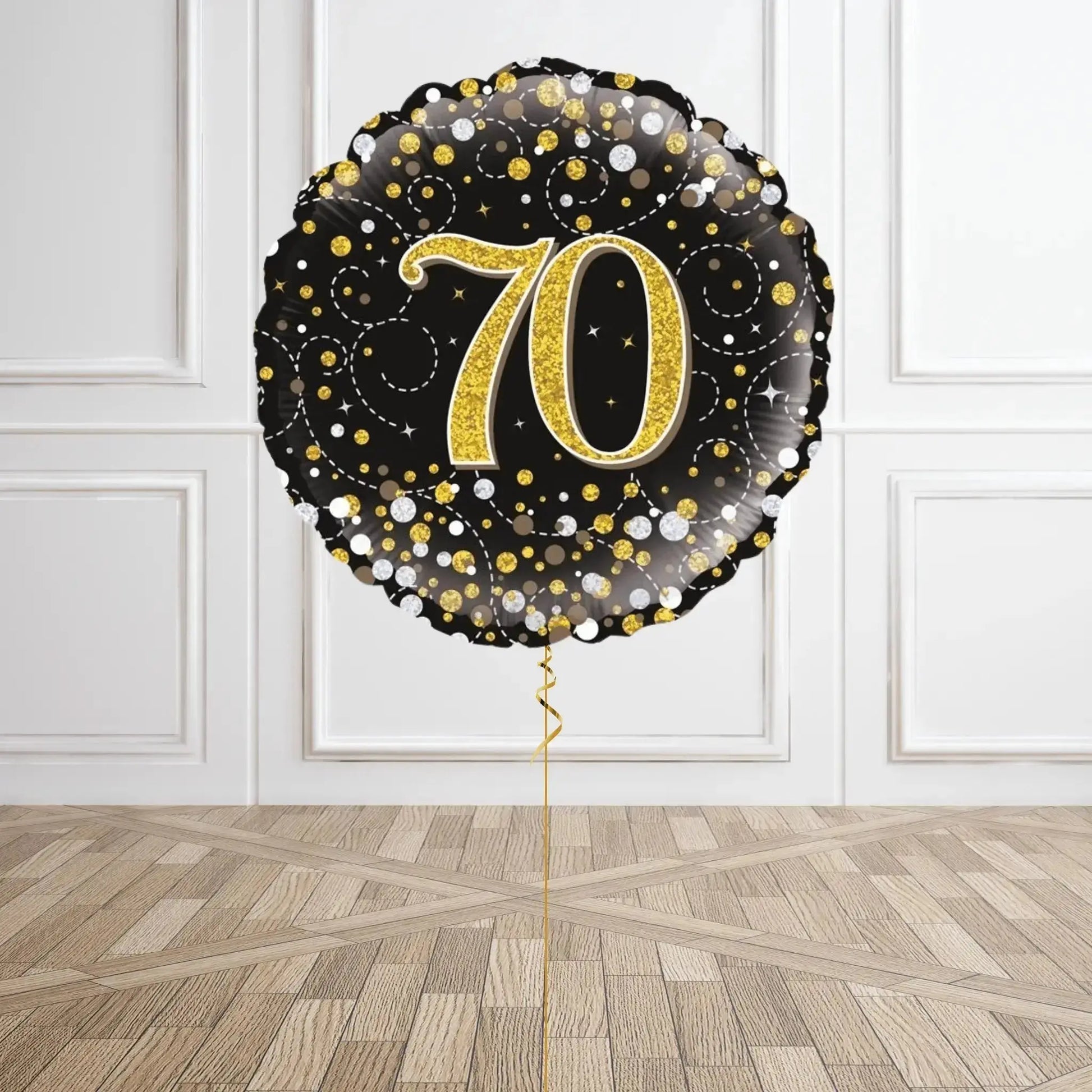 Gold Sparkle 70th Birthday Balloon Bouquet
