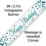 Happy Birthday Banners (Blue Sparkle) 2.7m
