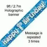 Happy Birthday Banners (Blue Sparkle) 2.7m | The Party Hut