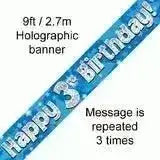 Happy Birthday Banners (Blue Sparkle) 2.7m | The Party Hut