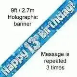 Happy Birthday Banners (Blue Sparkle) 2.7m