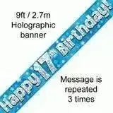 Happy Birthday Banners (Blue Sparkle) 2.7m | The Party Hut