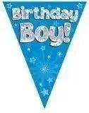 Happy Birthday Bunting (Blue Sparkle) 3.9m
