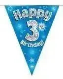 Happy Birthday Bunting (Blue Sparkle) 3.9m | The Party Hut