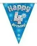 Happy Birthday Bunting (Blue Sparkle) 3.9m