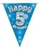 Happy Birthday Bunting (Blue Sparkle) 3.9m | The Party Hut