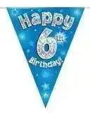 Happy Birthday Bunting (Blue Sparkle) 3.9m