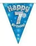 Happy Birthday Bunting (Blue Sparkle) 3.9m | The Party Hut