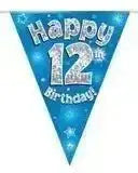 Happy Birthday Bunting (Blue Sparkle) 3.9m