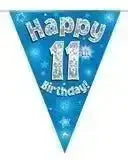Happy Birthday Bunting (Blue Sparkle) 3.9m