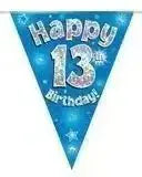 Happy Birthday Bunting (Blue Sparkle) 3.9m