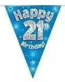 Happy Birthday Bunting (Blue Sparkle) 3.9m