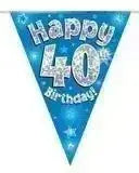 Happy Birthday Bunting (Blue Sparkle) 3.9m