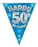 Happy Birthday Bunting (Blue Sparkle) 3.9m