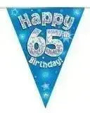 Happy Birthday Bunting (Blue Sparkle) 3.9m | The Party Hut