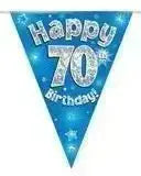 Happy Birthday Bunting (Blue Sparkle) 3.9m | The Party Hut