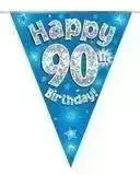 Happy Birthday Bunting (Blue Sparkle) 3.9m | The Party Hut