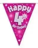 Happy Birthday Bunting (Pink Sparkle) 3.9m