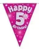 Happy Birthday Bunting (Pink Sparkle) 3.9m | The Party Hut