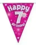 Happy Birthday Bunting (Pink Sparkle) 3.9m | The Party Hut