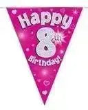 Happy Birthday Bunting (Pink Sparkle) 3.9m