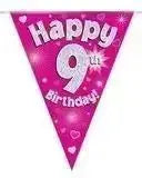 Happy Birthday Bunting (Pink Sparkle) 3.9m