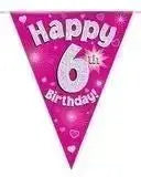 Happy Birthday Bunting (Pink Sparkle) 3.9m | The Party Hut