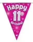 Happy Birthday Bunting (Pink Sparkle) 3.9m | The Party Hut