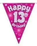 Happy Birthday Bunting (Pink Sparkle) 3.9m