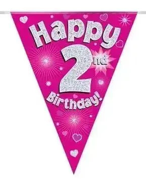 Happy Birthday Bunting (Pink Sparkle) 3.9m