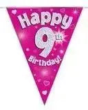 Happy Birthday Bunting (Pink Sparkle) 3.9m