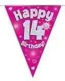 Happy Birthday Bunting (Pink Sparkle) 3.9m