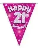 Happy Birthday Bunting (Pink Sparkle) 3.9m | The Party Hut