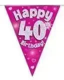 Happy Birthday Bunting (Pink Sparkle) 3.9m