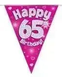 Happy Birthday Bunting (Pink Sparkle) 3.9m | The Party Hut