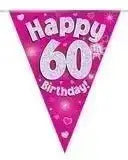 Happy Birthday Bunting (Pink Sparkle) 3.9m | The Party Hut