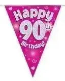 Happy Birthday Bunting (Pink Sparkle) 3.9m