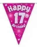 Happy Birthday Bunting (Pink Sparkle) 3.9m