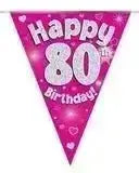 Happy Birthday Bunting (Pink Sparkle) 3.9m | The Party Hut