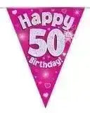 Happy Birthday Bunting (Pink Sparkle) 3.9m