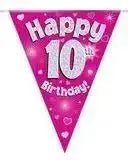 Happy Birthday Bunting (Pink Sparkle) 3.9m | The Party Hut