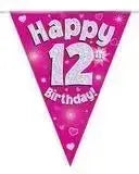 Happy Birthday Bunting (Pink Sparkle) 3.9m