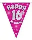 Happy Birthday Bunting (Pink Sparkle) 3.9m
