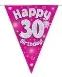 Happy Birthday Bunting (Pink Sparkle) 3.9m