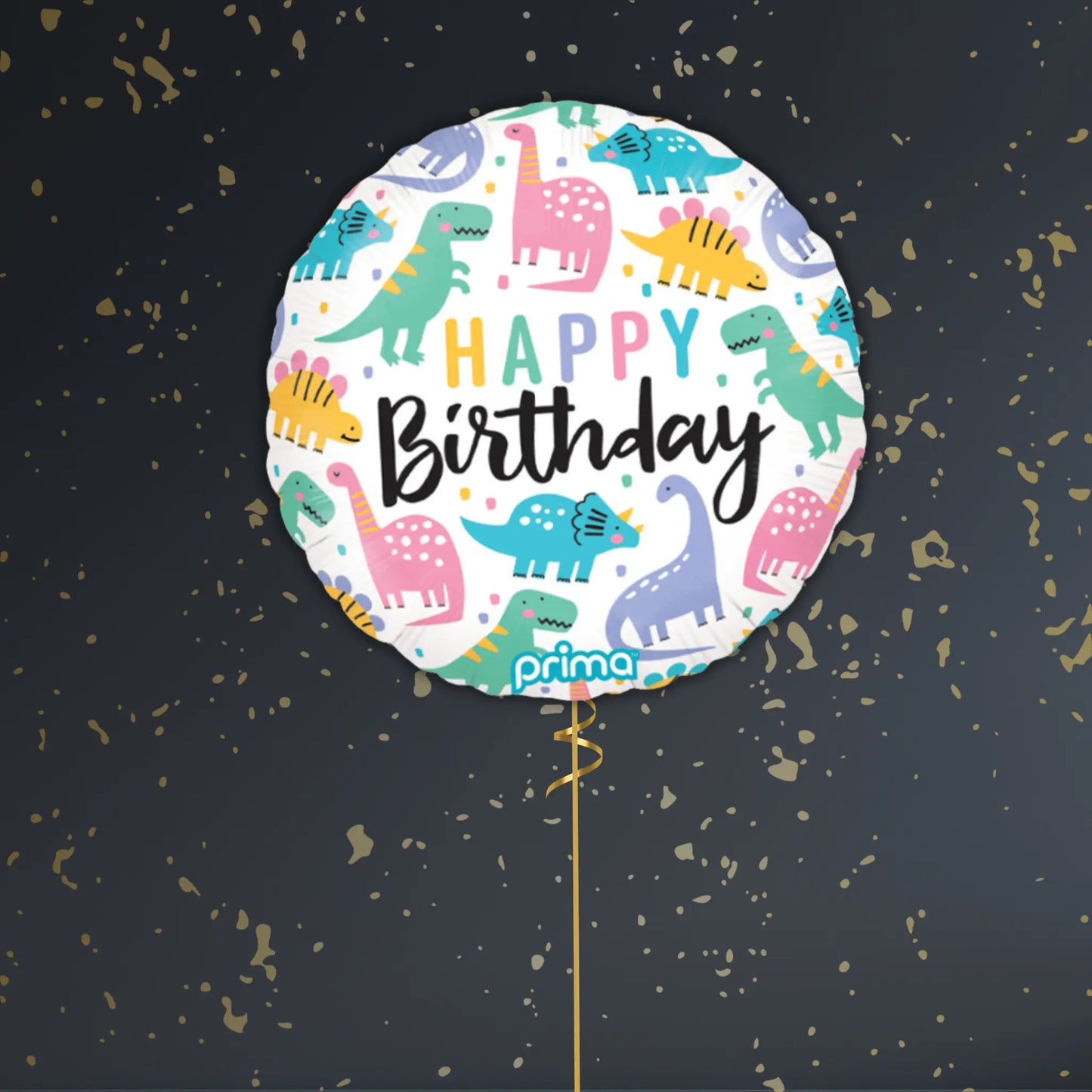 18" Happy Birthday Colourful Dinos Foil Balloon – Single or Balloon Bouquet | The Party Hut