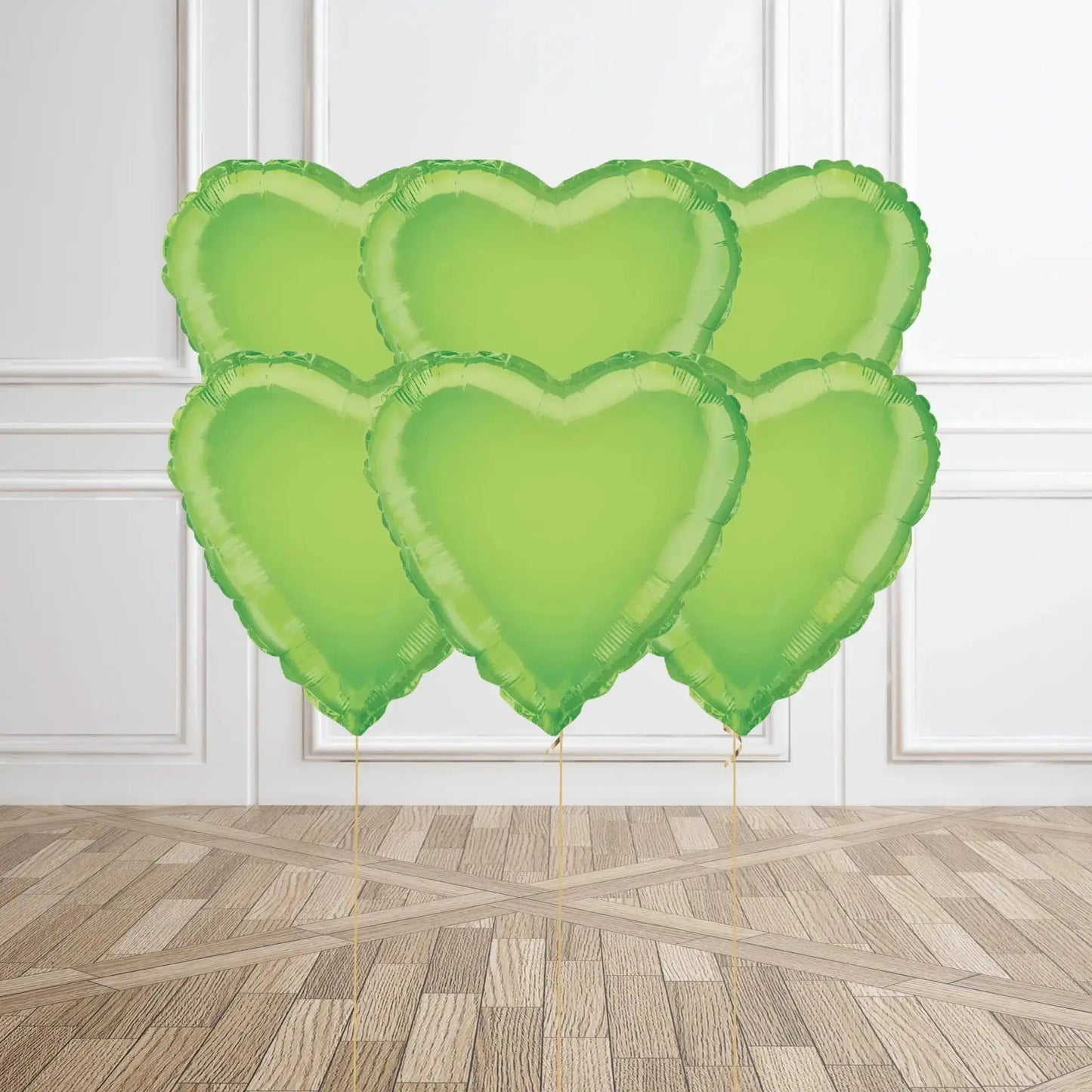 Helium Balloon Bouquet - Lime Green Hearts | The Party Hut